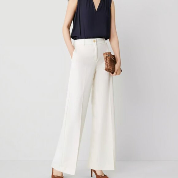 ANN TAYLOR THE PERFECT WIDE LEG PANT WINTER WHITE NEW 12 - Picture 2 of 9